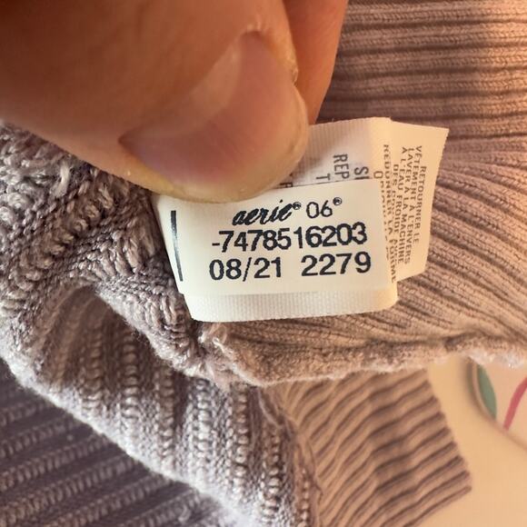 Offline Aerie Ribbed 1/4 Zip Pullover Sweatshirt Size M Purple Oversized Comfy - Picture 8 of 11